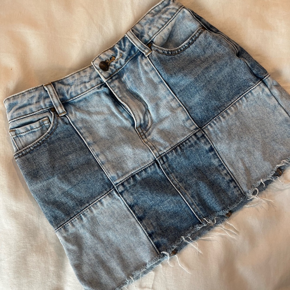 Pacsun checker denim mini skirt